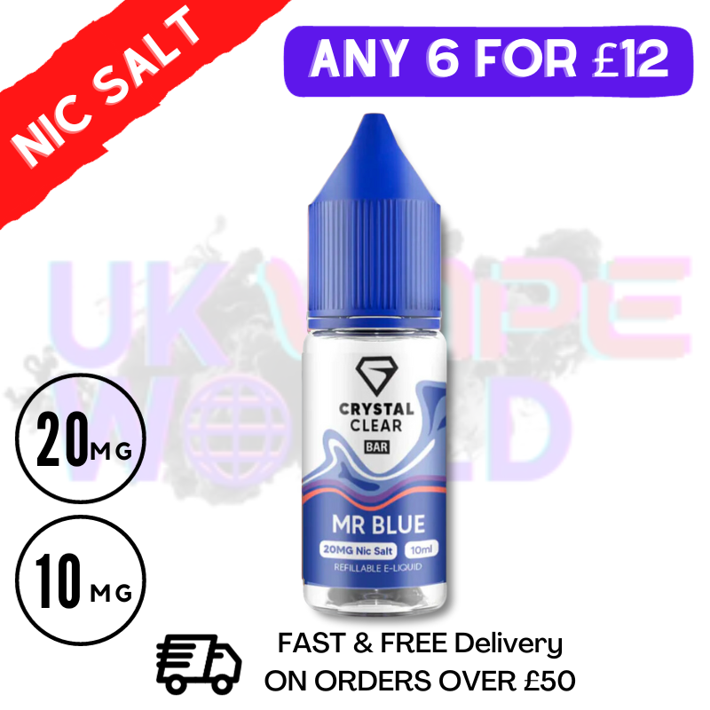 Shop Mr Blue Crystal Clear Bar Nic 10ML Nicotine Salt eLiquid - UK Vape World