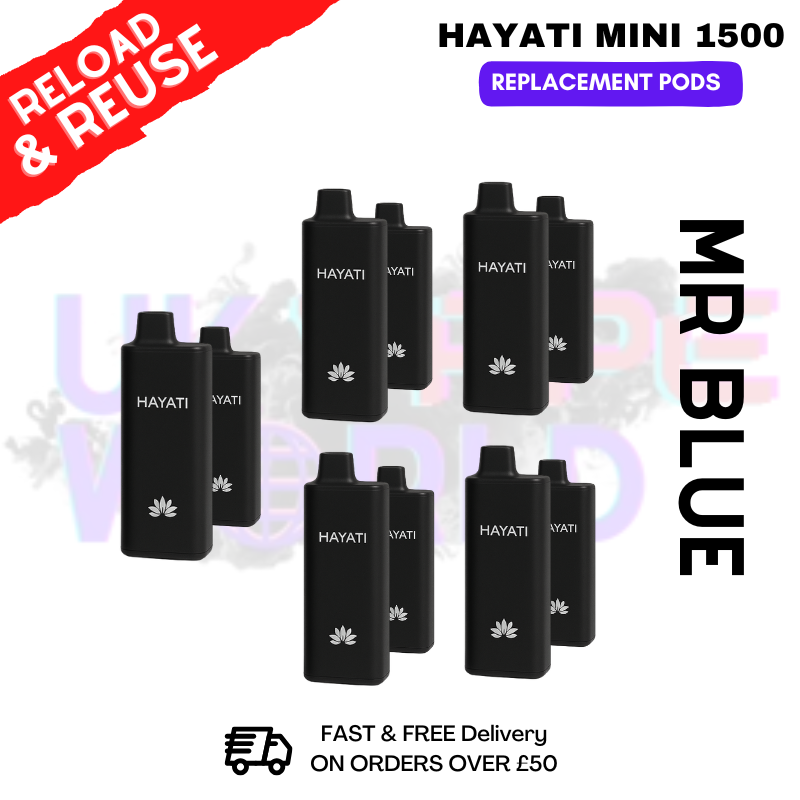 Mr Blue Hayati Mini Ultra 1500+ REPLACEMENT PODS BOX OF 5
