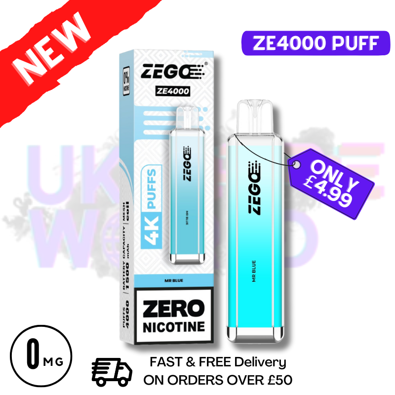 Shop MR Blue Zego 4000 Vape Puff Disposable Bars - £4.99