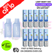 Mad Blue Lost Mary 600 Puff Replacement Pods Box Of 10 - ukvapeworld