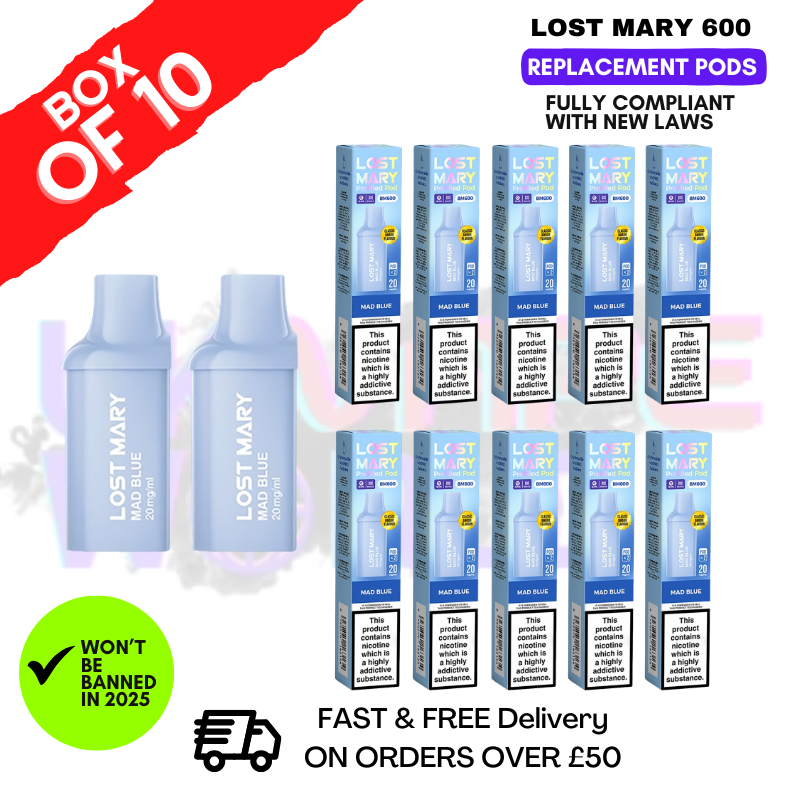 Mad Blue Lost Mary 600 Puff Replacement Pods Box Of 10 - ukvapeworld
