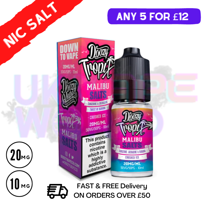 Malibu Tropix DOOZY Nicotine Salt 10ml Nic Eliquid - UK Vape World