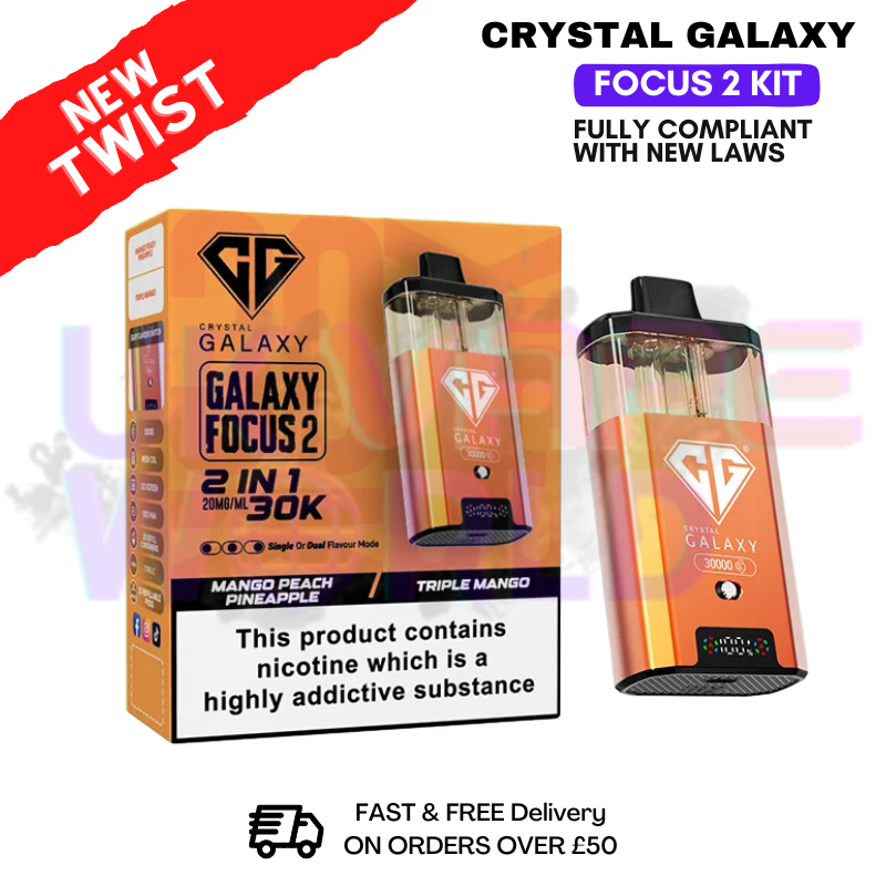 shop Mango Peach Pineapple Crystal Galaxy 30K Focus 2 Puff Kit - ukvapeworld