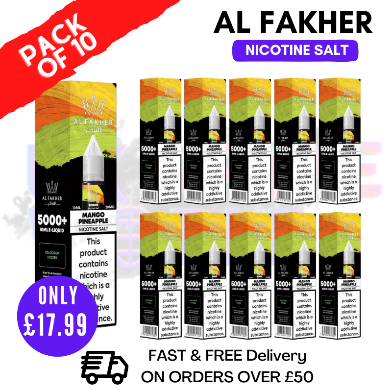 Shop Mango Pineapple Al Fakher 5000+ Nic Salt BOX OF 10 - UK Vape World