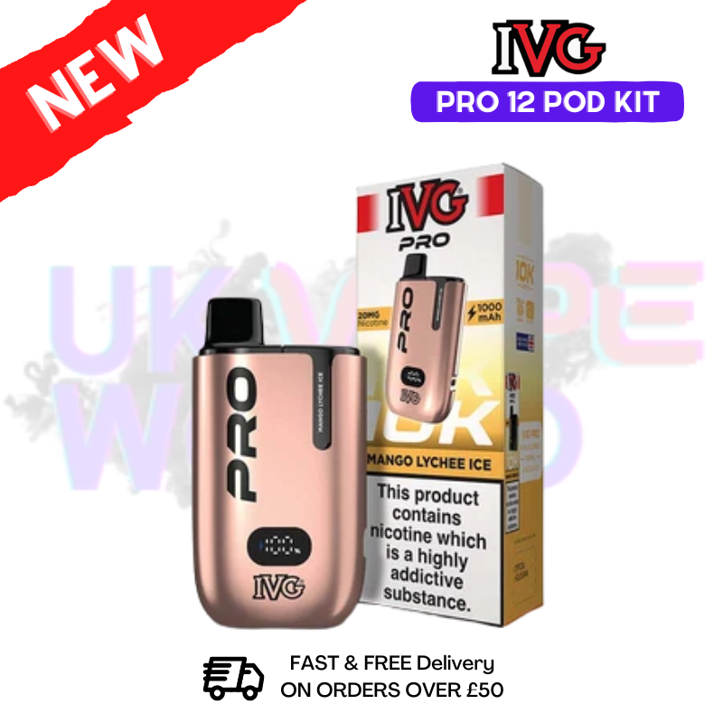 Mango Lychee Ice IVG Pro12 Prefilled Pod Kit - uk vapeworld