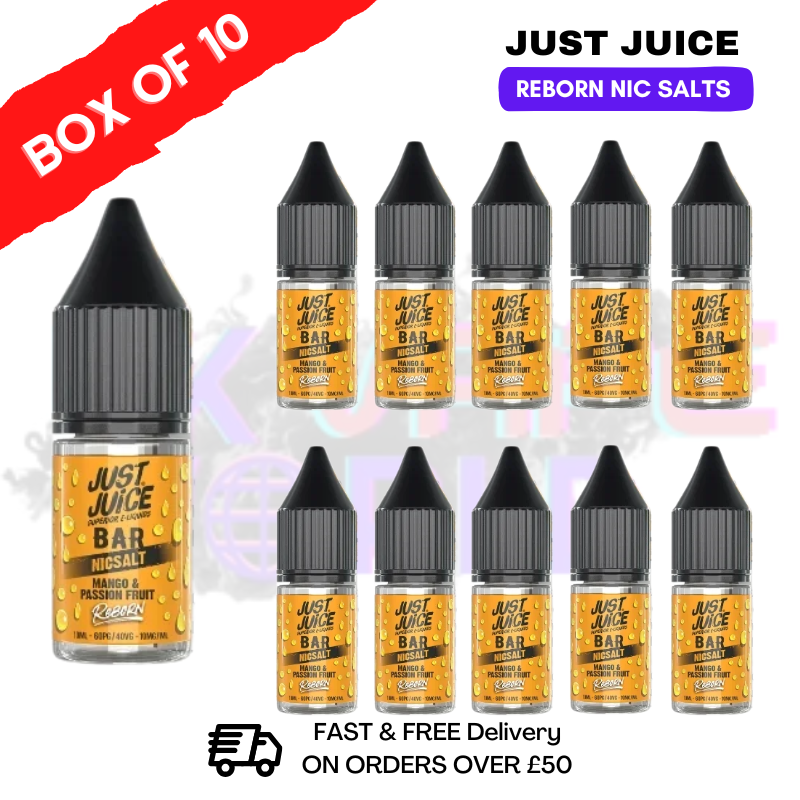 Mango & Passion Fruit Just Juice Reborn Nic Salt Box Of 10 - £17.99 - UK Vapeworld