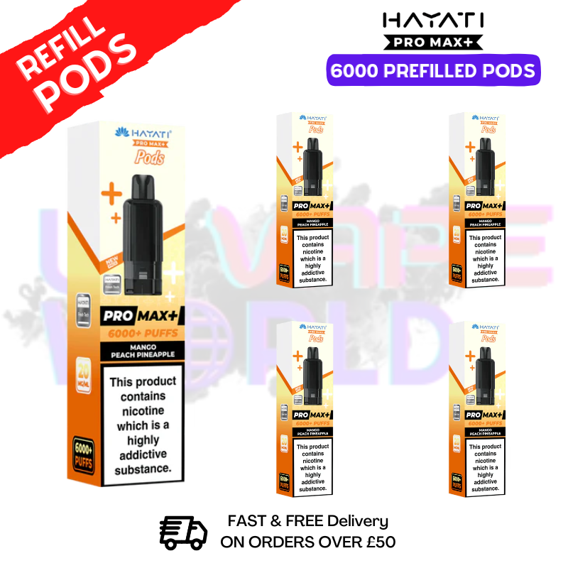 Mango Peach Pineapple Hayati ProMax 6K Replacement Pods Box Of 5 - UK Vapeworld