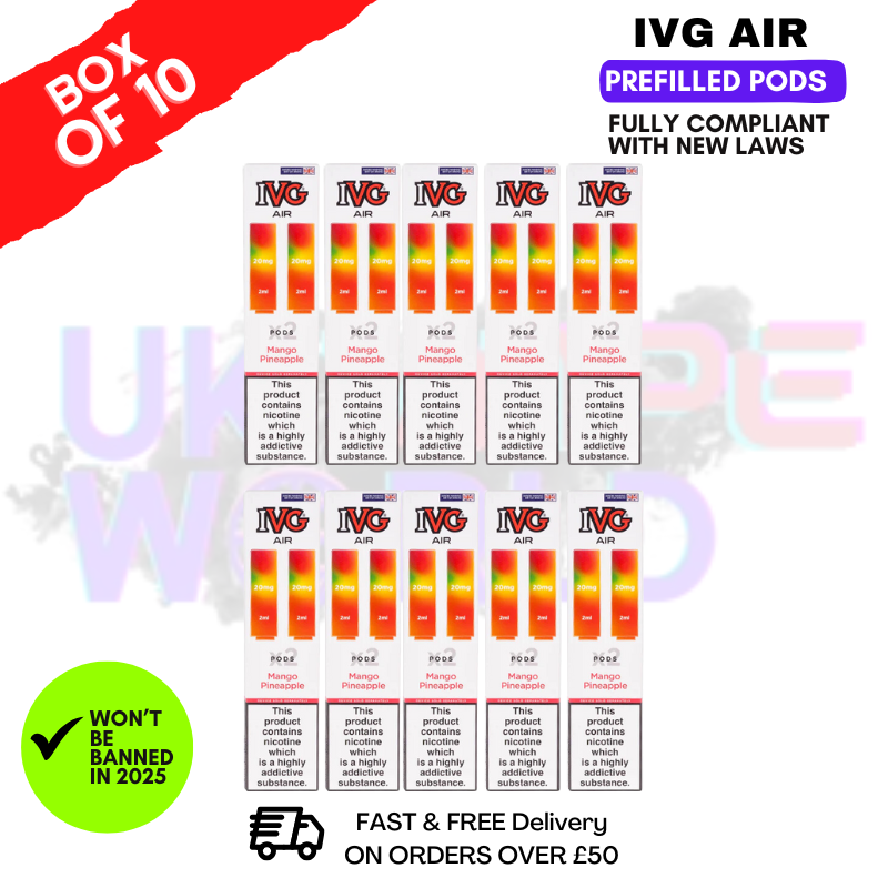 Shop Mango Pineapple IVG AIR Prefilled Pod Box Of 10 - UK Vape World