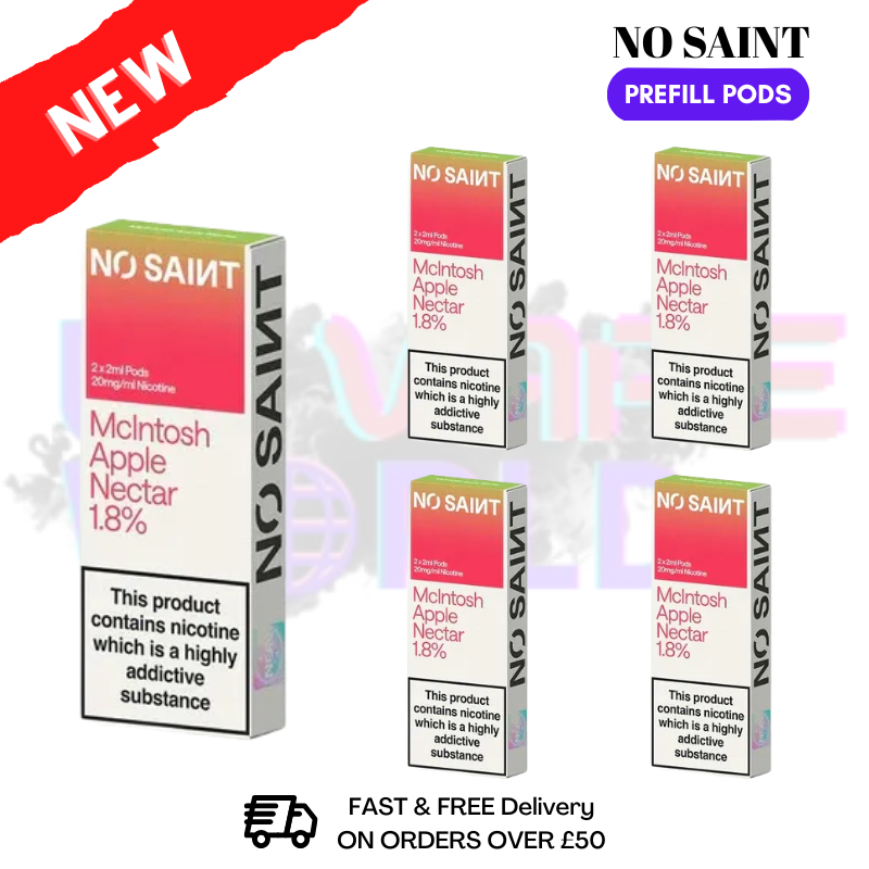McIntosh Apple Nectar No Saint Prefilled Pods Box Of 5 - ukvapeworld