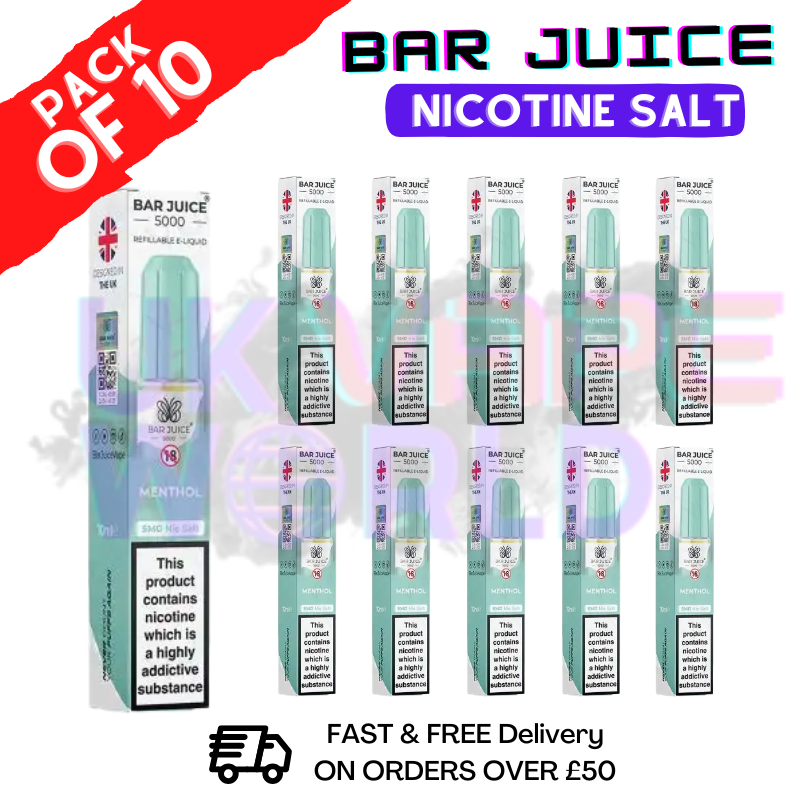 Menthol Bar Juice 5000 Nic Salt | Box of 10 | ONLY £15.99 - ukvapeworld