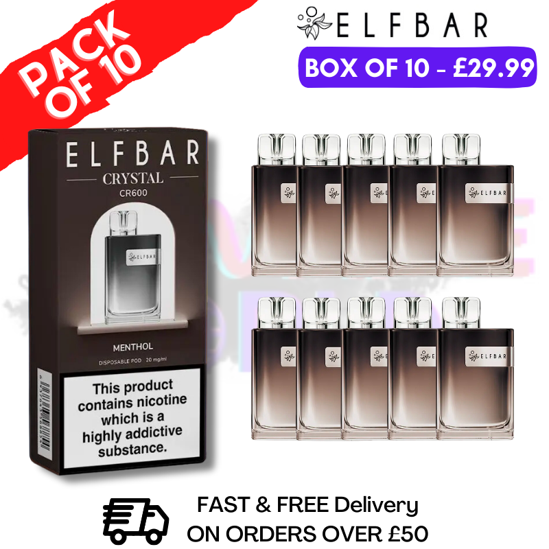 Shop Elf Bar Crystal 600puff - Menthol Box of 10 - UK Vape World