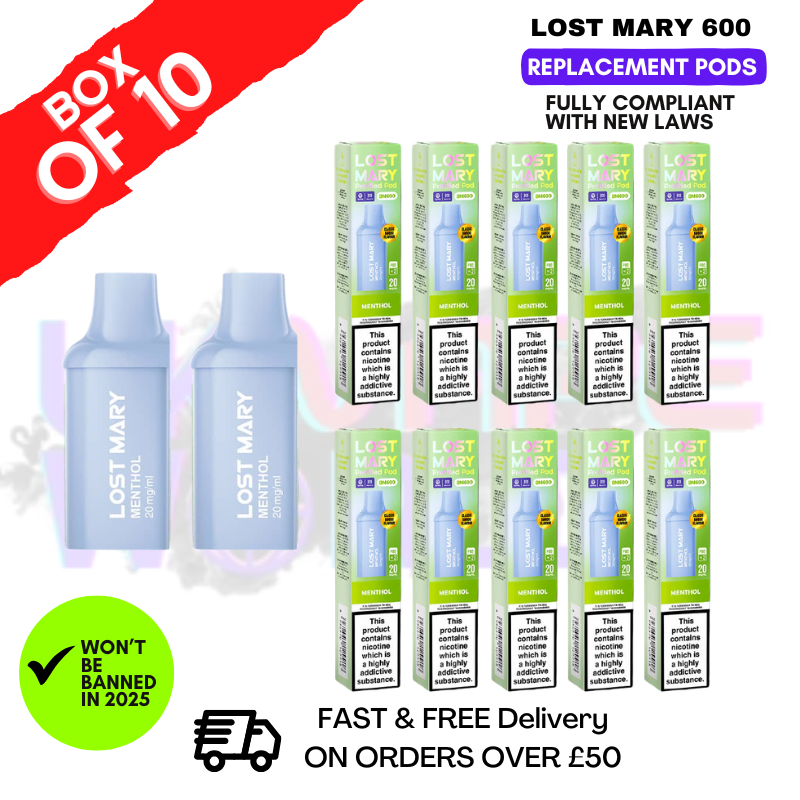 Menthol Lost Mary 600 Puff Replacement Pods Box Of 10 - ukvapeworld