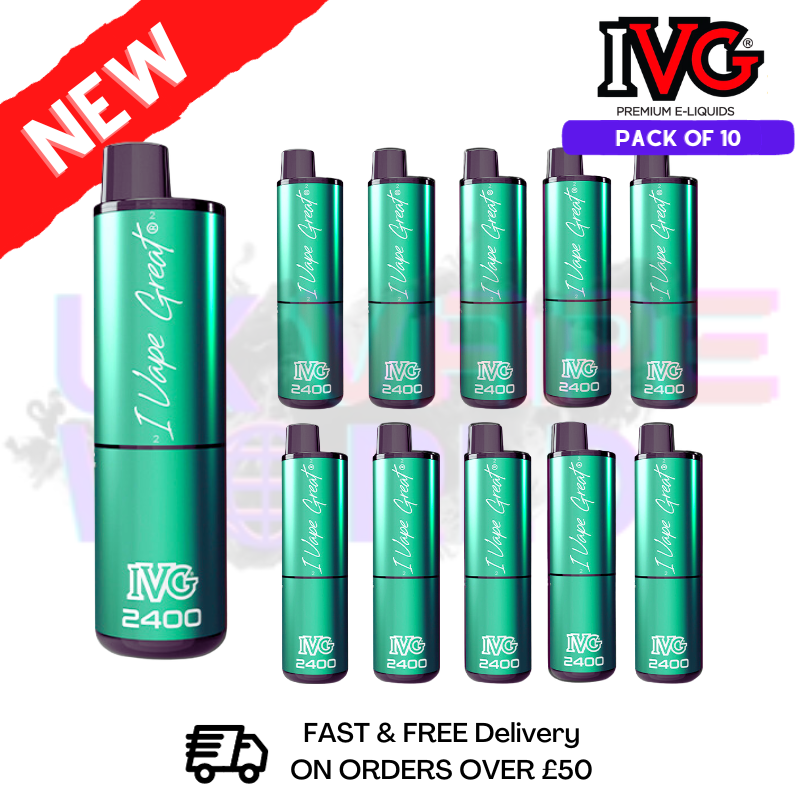 Box Of 10 - Menthol Edition IVG 2400 Disposable Vape Pen Kit - UK Vape World