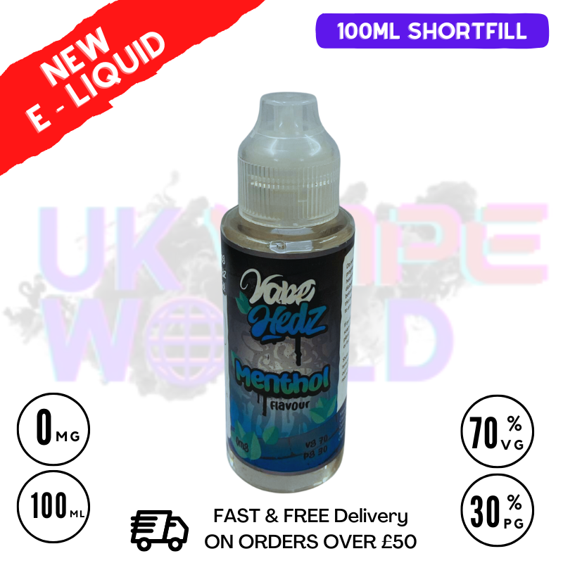 Menthol Vape Hedz 100ml Shortfill Eliquid
