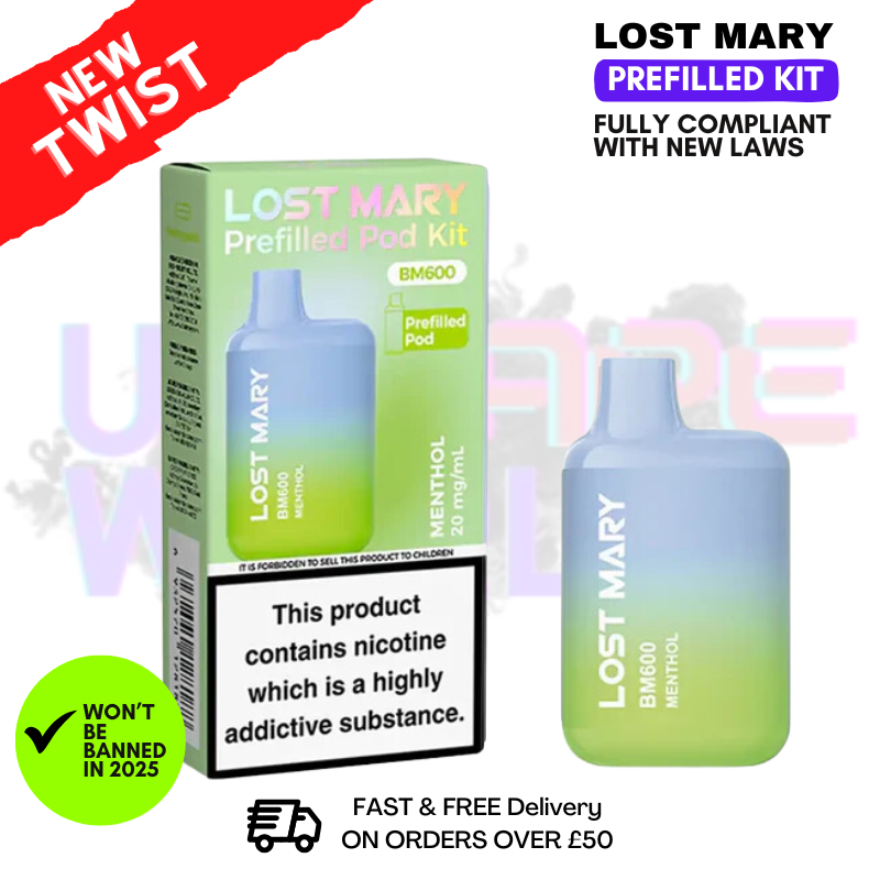 Shop Menthol Lost Mary BM600 Prefilled Pod Kit - UK Vape World