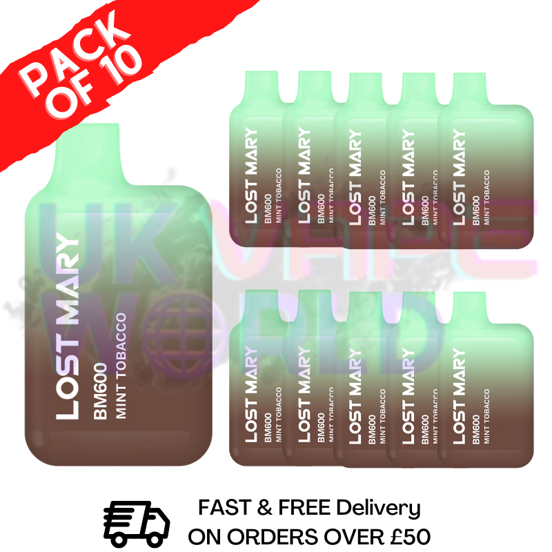 Mint Tobacco Lost Mary 600 Puff Bars Pack Of 10 - UK Vape World