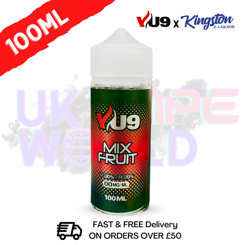Mix Fruit Shortfill Juice 100ML Eliquid - VU9 x Kingston consists of a fine-tuned mix of delicious fruits for an enjoyable flavor that will tantalize your palate - UK Vape World
