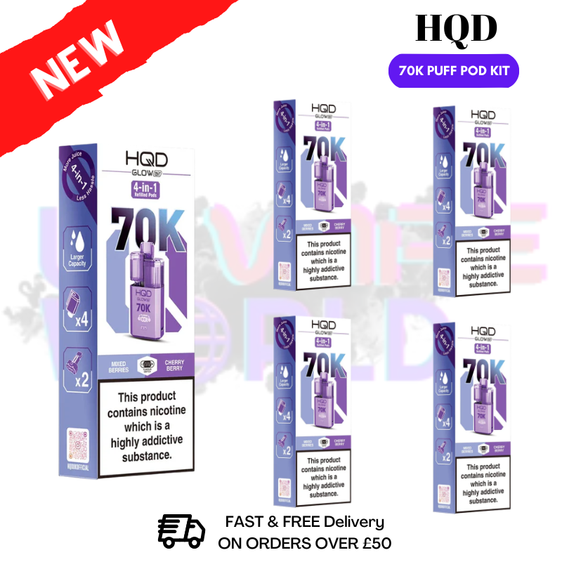 Mixed Berries HQD Glow Air 70k Vape Kit Box of 5 - ukvapeworld