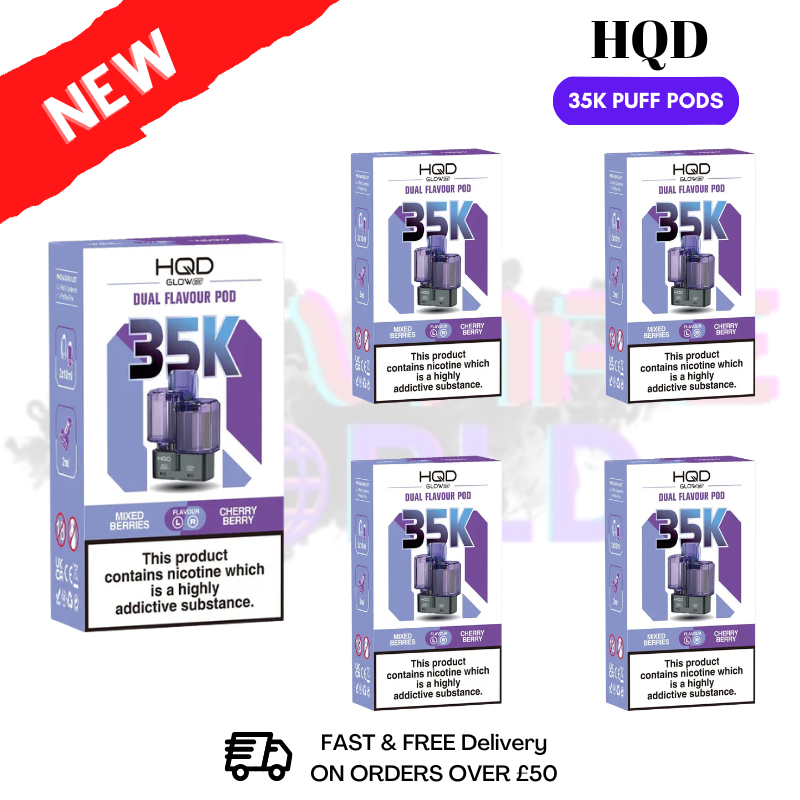 Mixed Berries HQD Glow Air 35K Prefilled Pods Box Of 5 - ukvapeworld