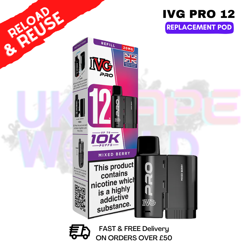 Mixed Berry IVG Pro 12 REFIL Pod Pack - ukvapeworld