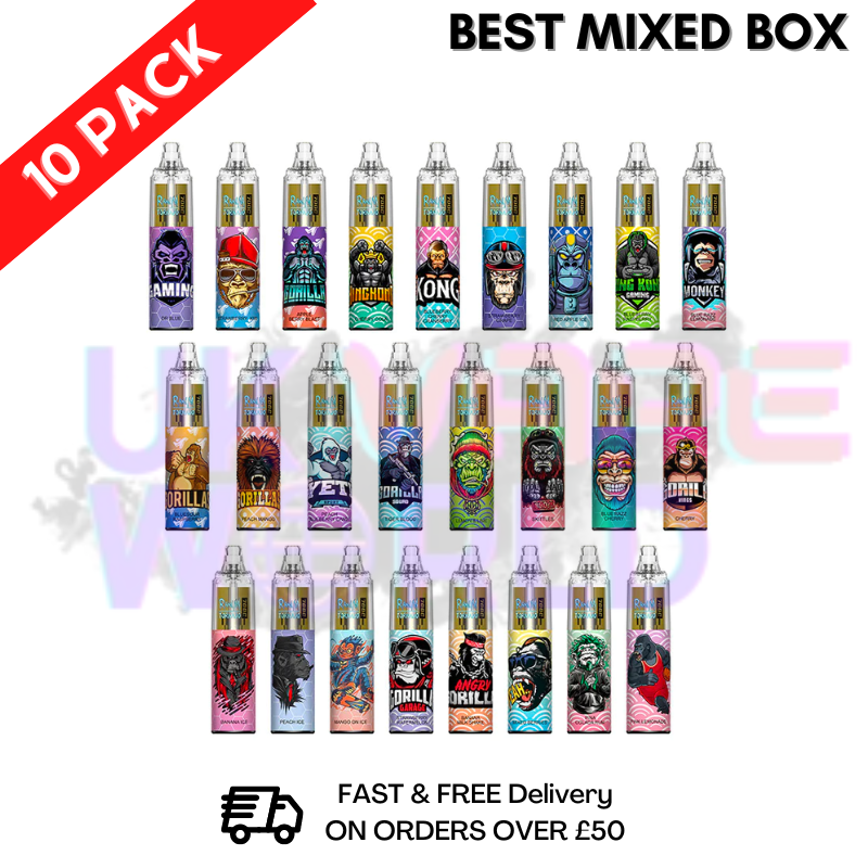 Shop Best Mixed Flavours - Tornado 7000 Puff Bar R and M Pack Of 10 Vape Pen - UK Vape World