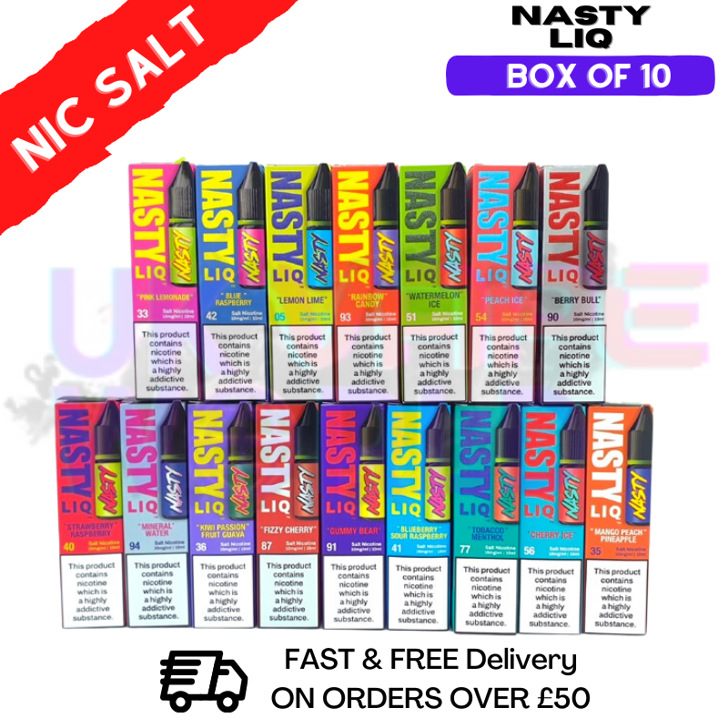 Shop Mixed Flavours - NastyLiq Nic Salt Box Of 10 - UK Vape World