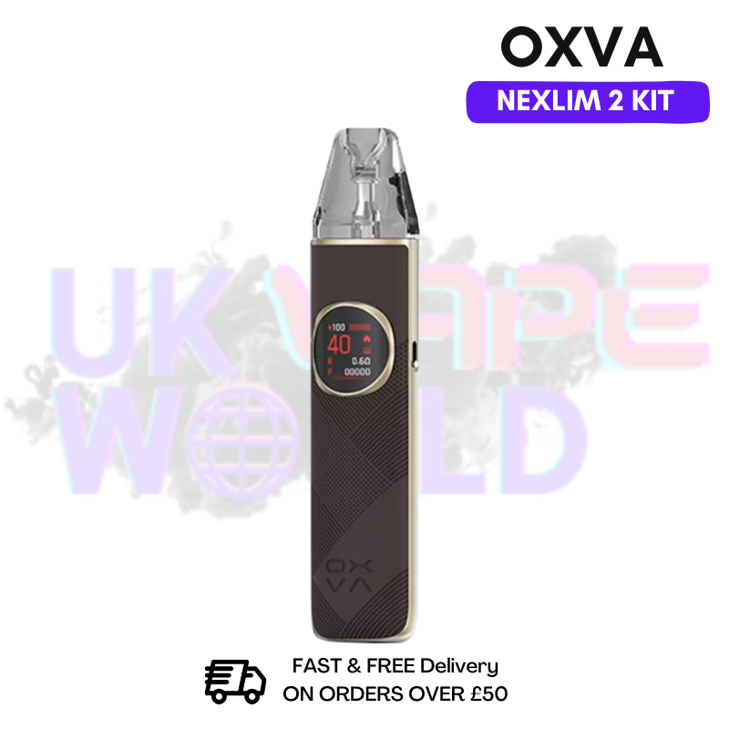 Mocha Brown Leather Oxva Nexlim 2 Pod Kit - UK Vapeworld