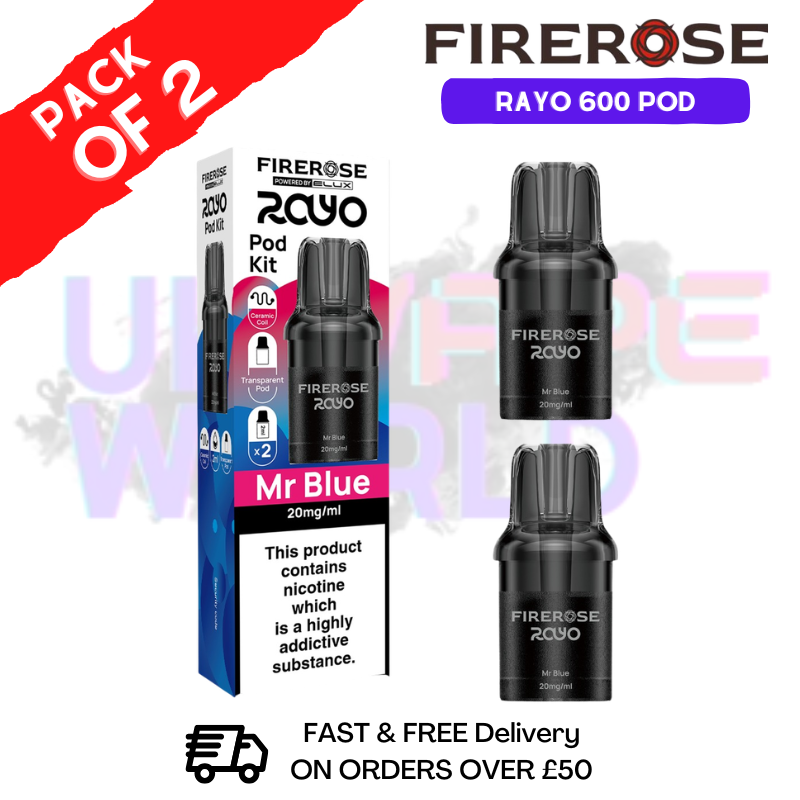Mr Blue Firerose Rayo 600 Replacement Pods Pack Of 2 - UKVAPEWORLD