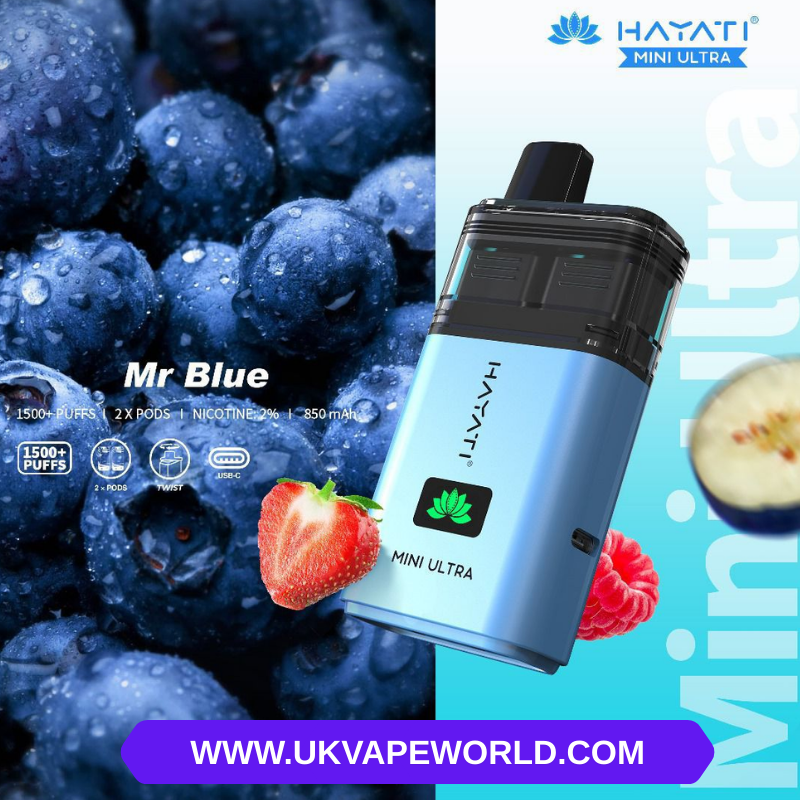 Shop Mr Blue Hayati Mini Ultra 1500 Puff Twist Prefilled Bar - UK Vape World