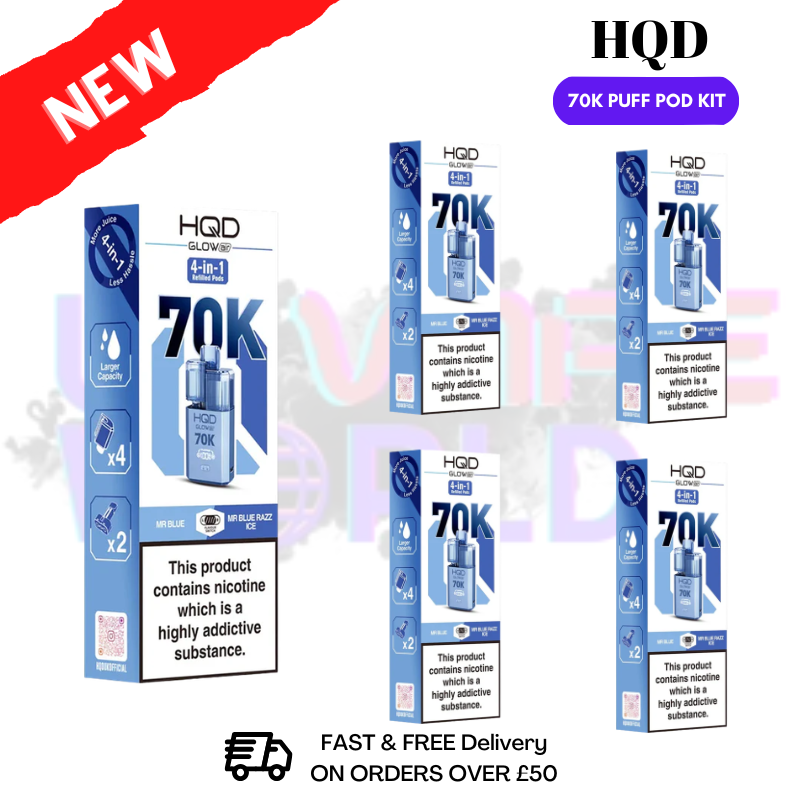 Mr Blue HQD Glow Air 70k Vape Kit Box of 5 - ukvapeworld