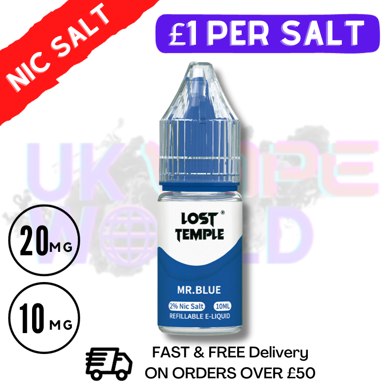 Shop Mr Blue LOST TEMPLE 10ML Nicotine Salt eLiquid - UK Vape World