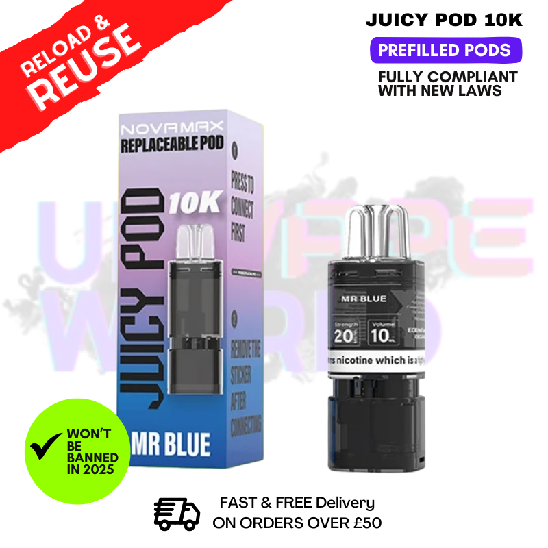Shop Mr Blue Juicy Pod 10K Replacement Pod 12ML - £2.99 - UK Vape World