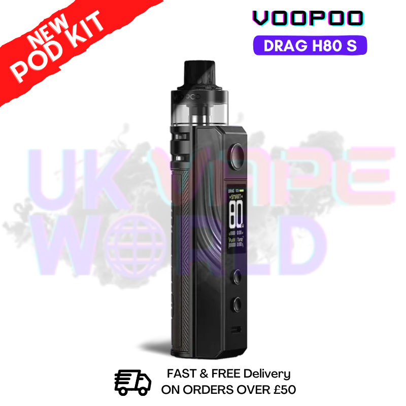 Shop Obsidian Black Voopoo Drag H80 s pod Kit + Free Nicsalt - ukvapeworld