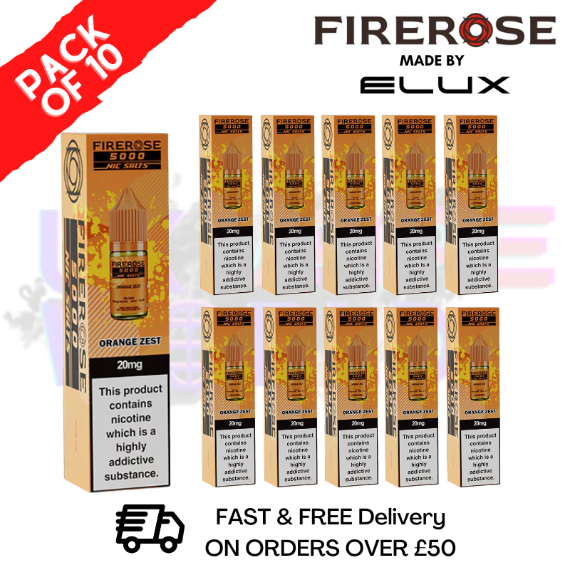shop Orange Zest Firerose 5000 Nic Salt Box Of 10 - ukvapeworld