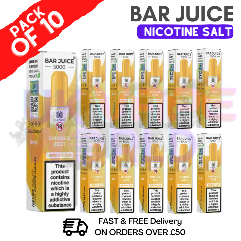 Shop Orange Zest Bar Juice 5000 Nic Salt | Box of 10 | ONLY £15.99 - UK Vape World