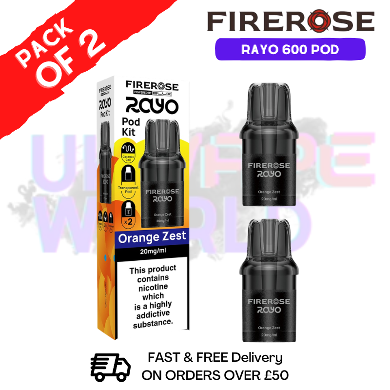Orange Zest Firerose Rayo 600 Replacement Pods Pack Of 2 - UKVAPEWORLD