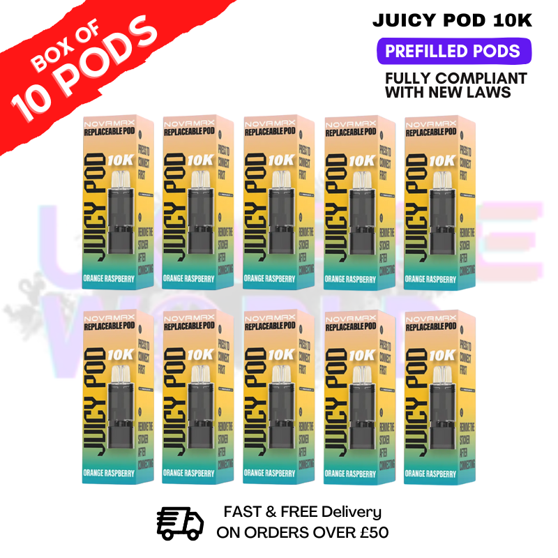 Shop Orange Raspberry Juicy Pod 10K Prefilled Pods Box Of 10