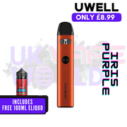 Orange Uwell Caliburn A2 Pod Vape Kit + Free 100ML Eliquid