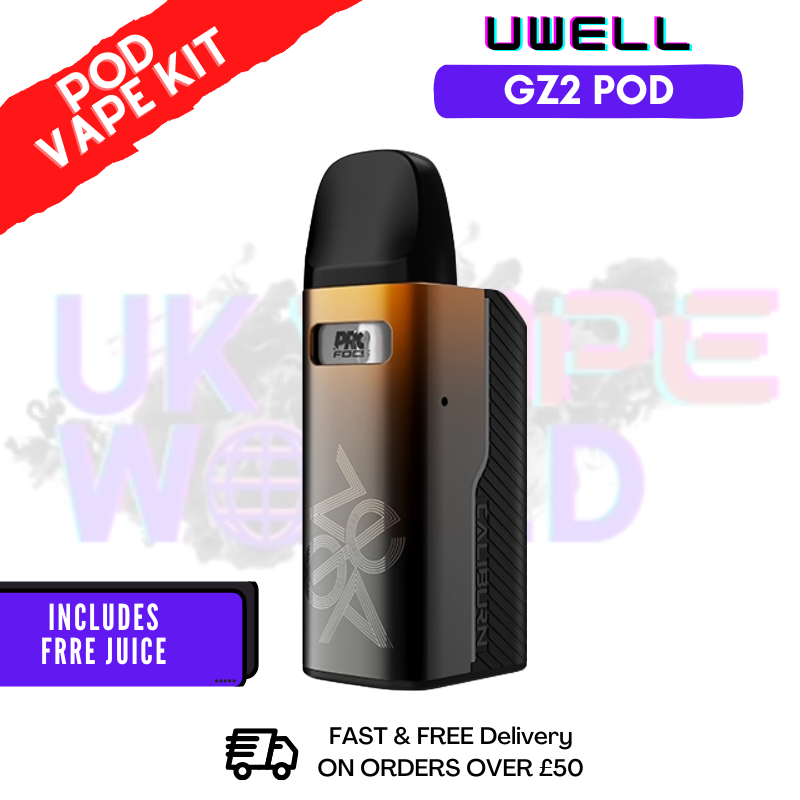 Shop Orange & Black Uwell Caliburn GZ2 Pod Kit + Free Nic Salt - UK Vape World