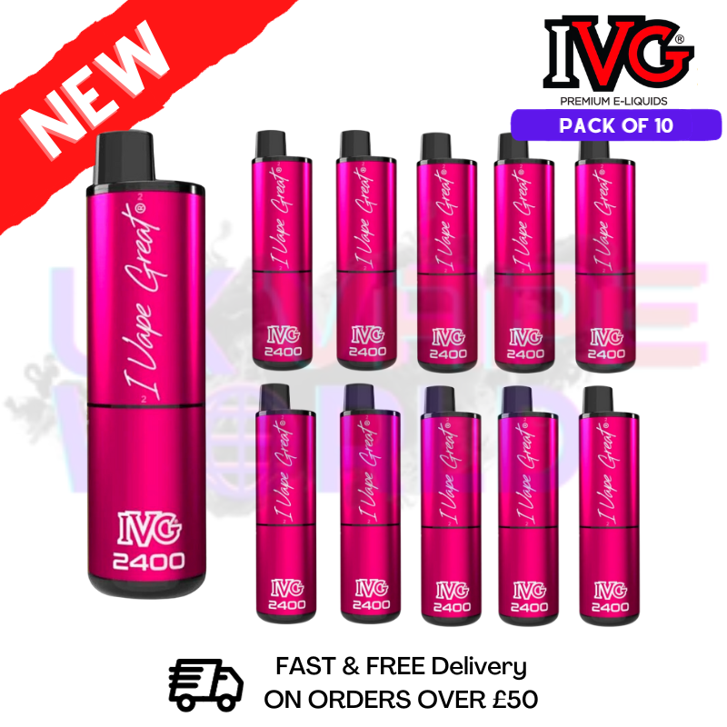 Box Of 10 - PINK EDITION IVG 2400 Prefilled Vape Pen Kit