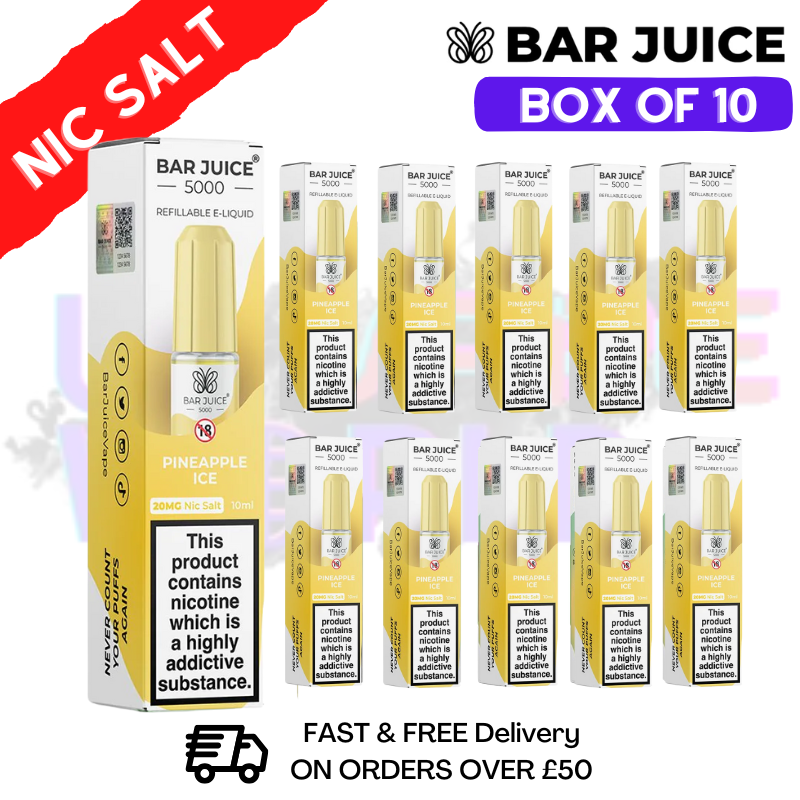 Shop Pineapple ICE Bar Juice 5000 Nic Salt | Box of 10 | ONLY £16.99 - UK Vape World