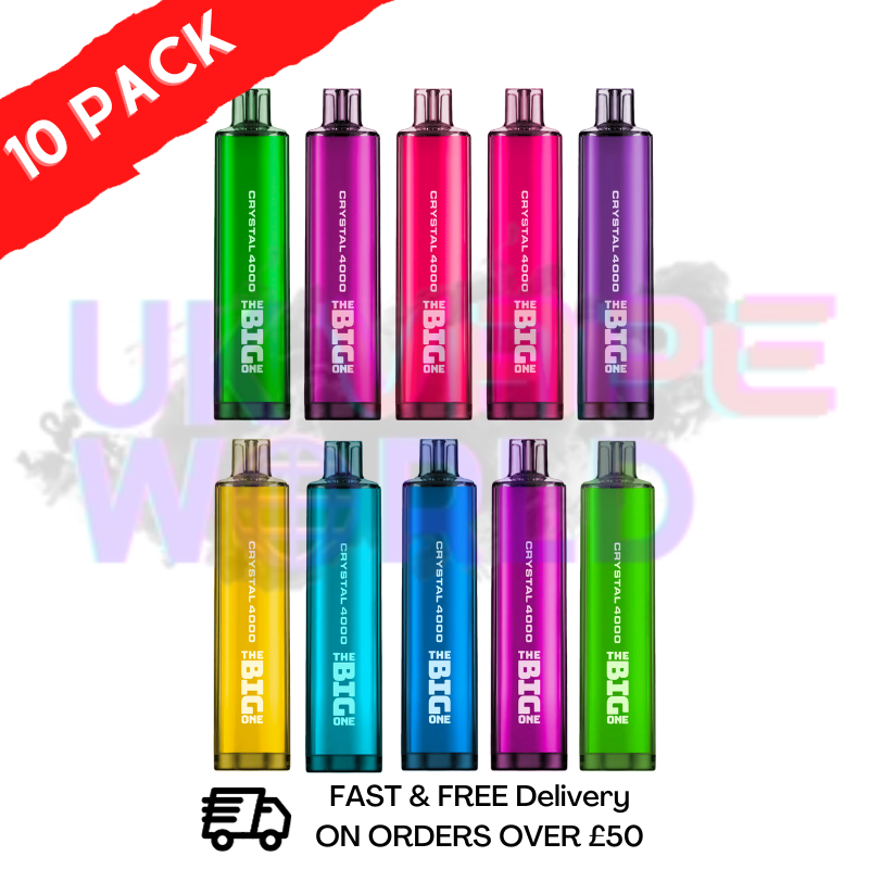 Box Of 10 - Crystal Big One 4000 Bar Ultra Disposable Puff 0MG - UK Vape World