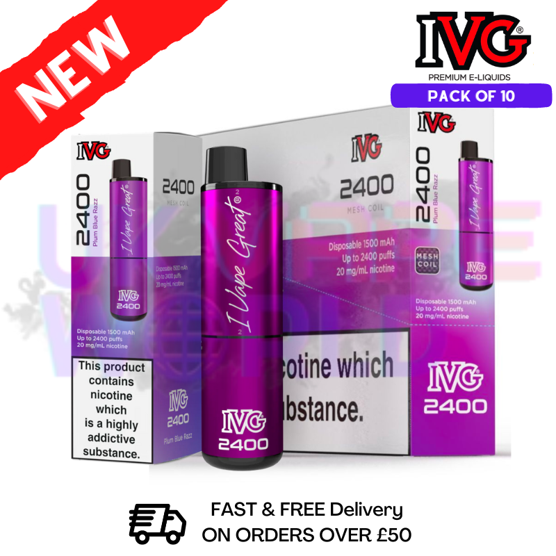 Box Of 10 - IVG 2400 Puff Bar 4 IN 1 Prefilled Vape Pen Kit