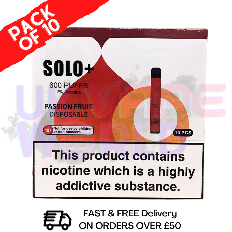 Passionfruit Solo 600puff Bar Box Of 10 - UK Vape World