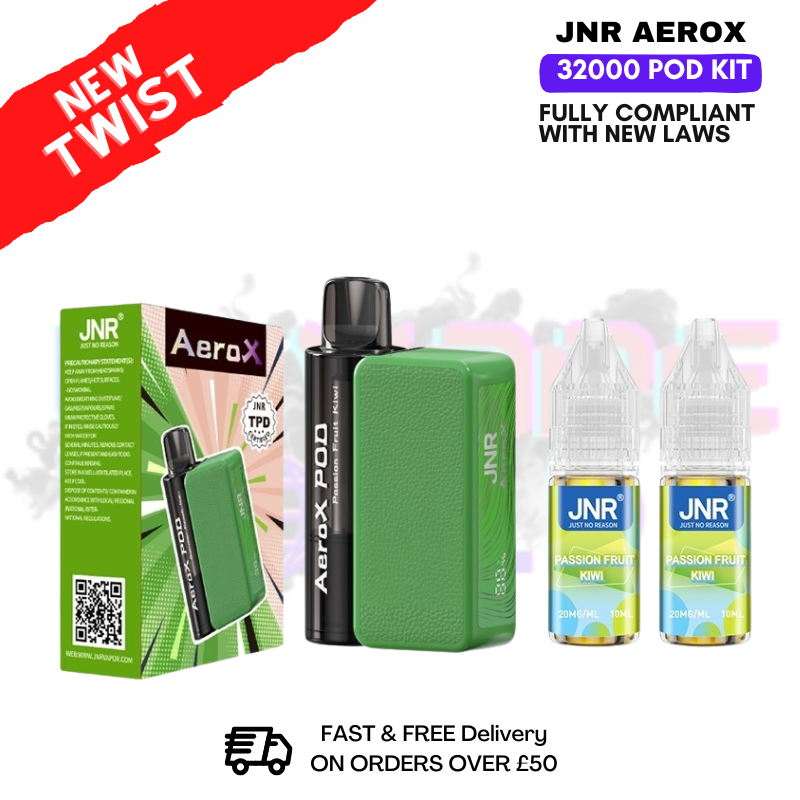 shop Passionfruit Kiwi JNR AeroX 32K 32000 Puff Pod Kit - ukvapeworld