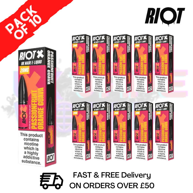 Passionfruit Orange Guava Riot X Nic Salt Box Of 10 - ukvapeworld