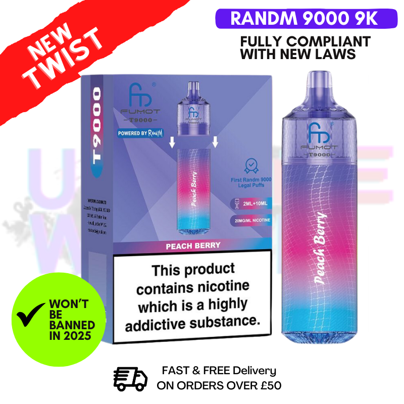 Peach Berry RandM T9000 9K Replacable Pod Kit