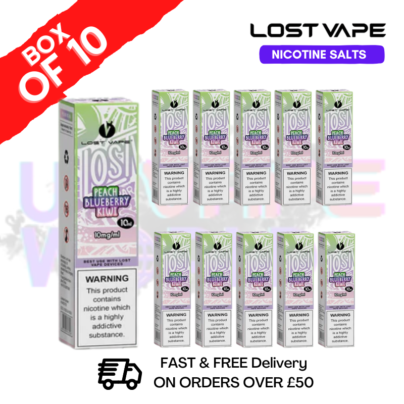 Shop Peach Blueberry Kiwi Lost Vape Nic Salt Box Of 10 - £17.99 - UK Vape World