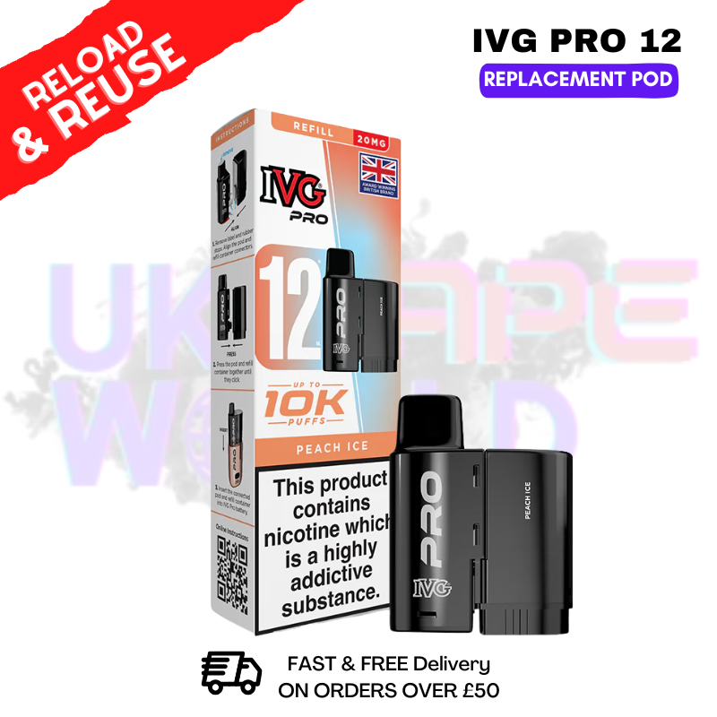 Peach ICE IVG Pro 12 REFIL Pod Pack - ukvapeworld