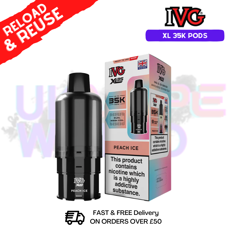 Peach ICE IVG XL 35k Prefilled Pods - ukvapeworld